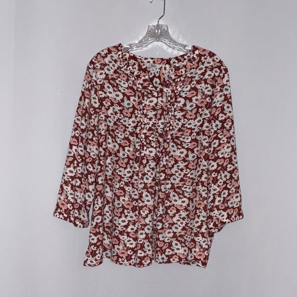 Croft & Barrow 3/4 Sleeve Floral Blouse - Picture 2 of 9